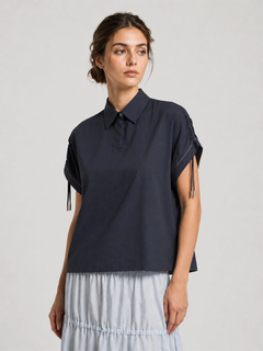 ビーブルマリン ストライプ 長袖 シャツ USA8 ネイビー系 Be Blumarine レディース ミニミニストア miniministore ストライプシャツブラウス レディース