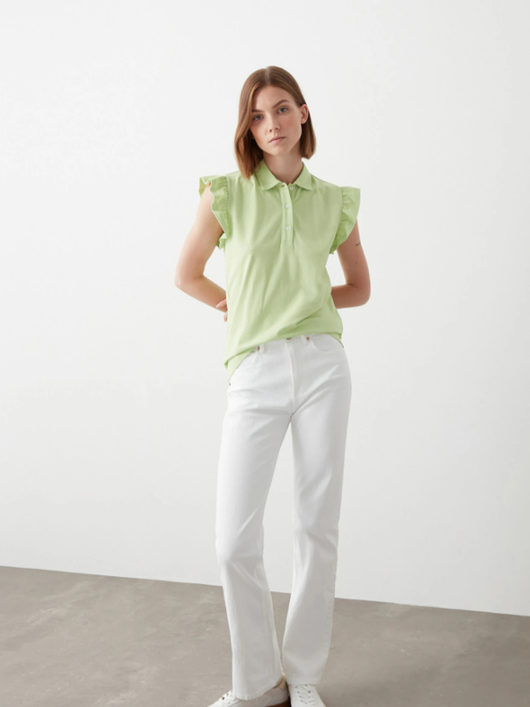 COLMAR(コルマー) |フリルスリーブコットンピケポロシャツ