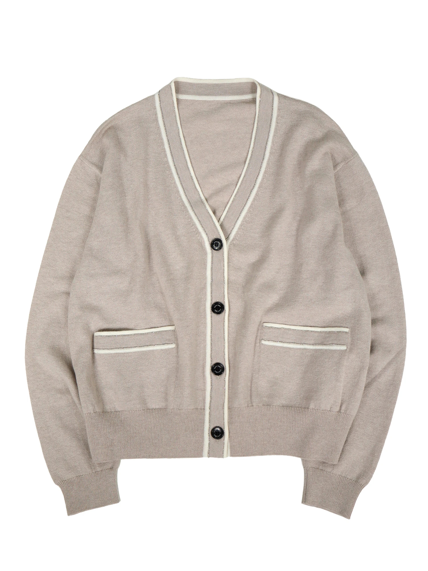 サンディーダ ブランヴェール 2025AW 新作】配色使いVネックカーディ / blancvert（ブラン