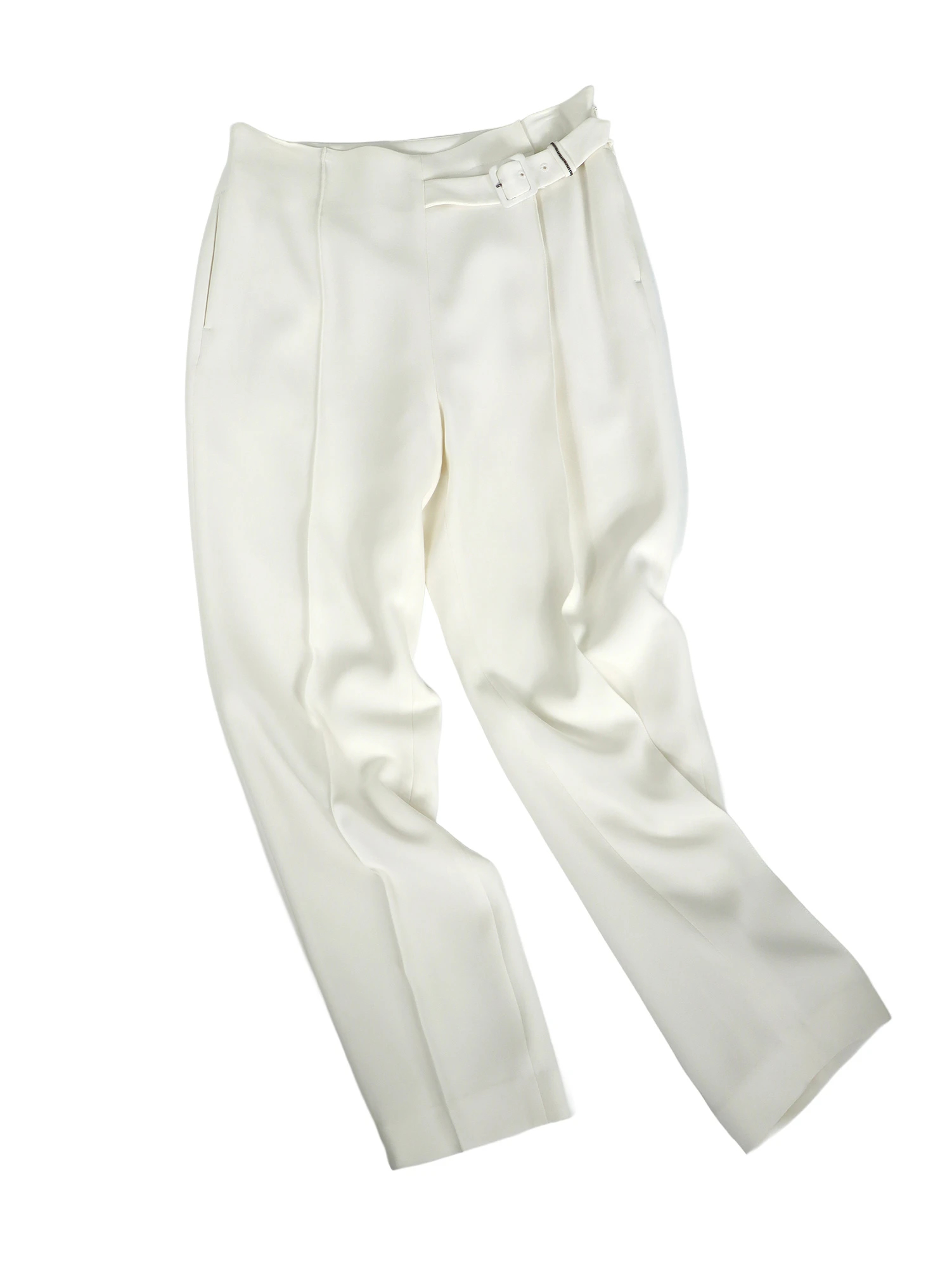 新品.タグ付き.blancvert.チノパンツ.テーパードパンツ.38.ホワイト 2025AW】バックル付テーパードパンツ / blancvert（ブランベール