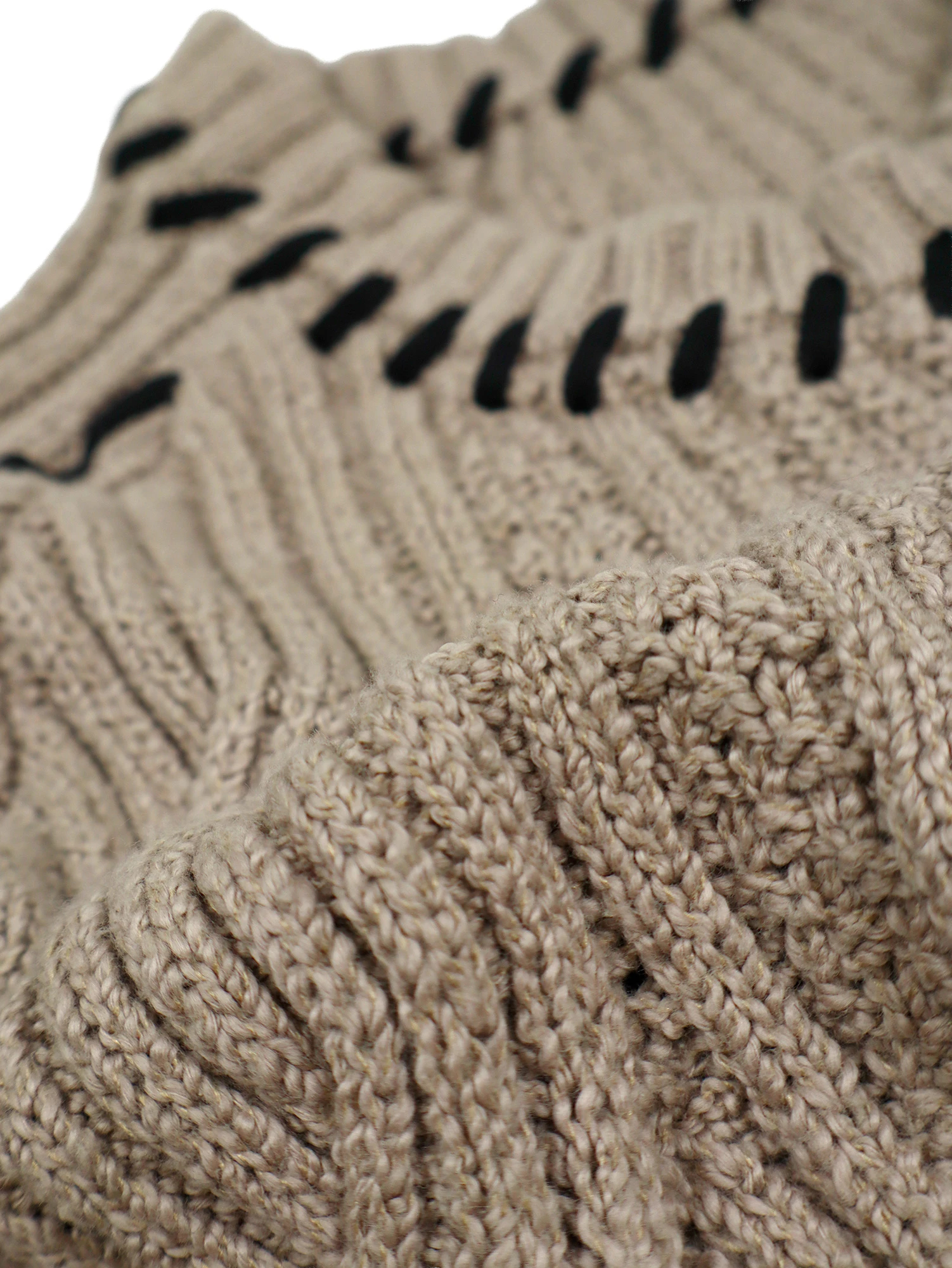 【極美品・現行タグ】45R パール付き　ケーブルニット　アイボリ　M ウール 2025AW 新作】紐通しケーブルニット / blancvert（ブランベール