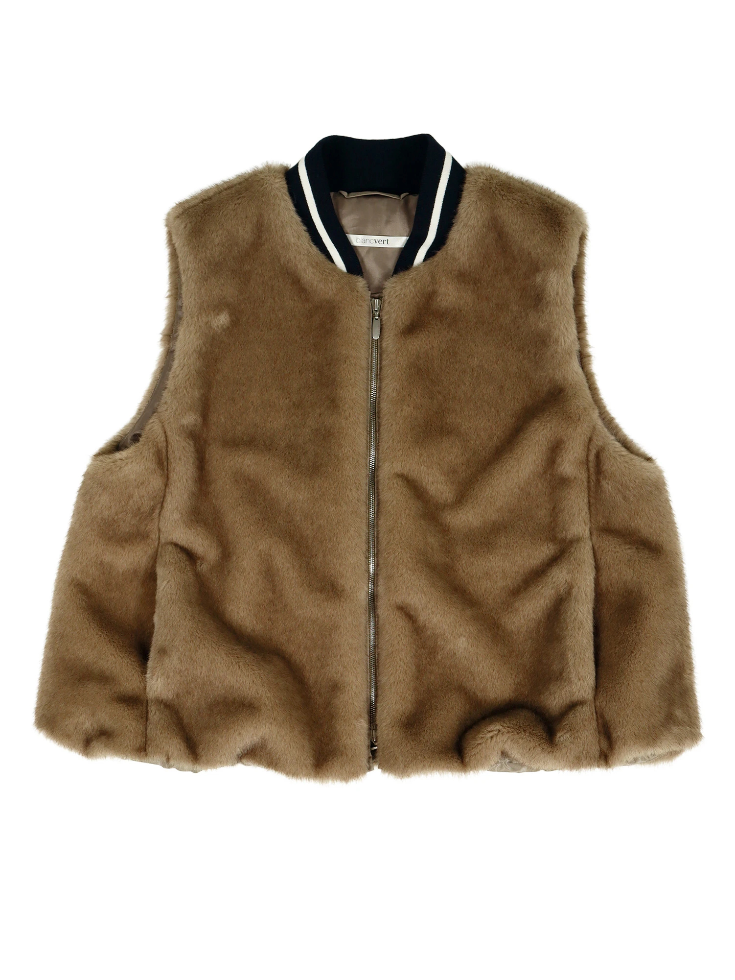 2025AW 新作】フェイクミンクジップベスト / blancvert（ブランベール