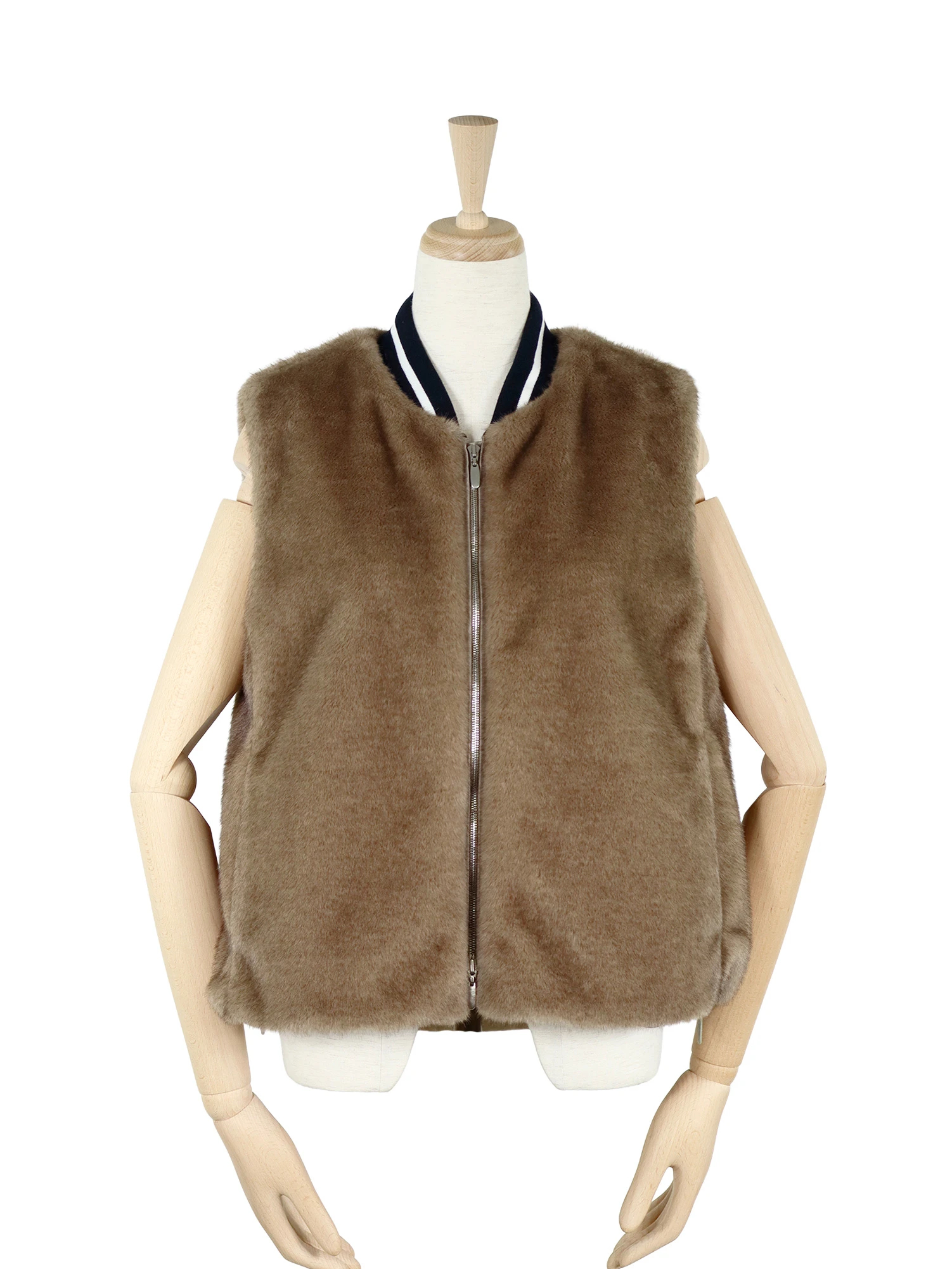 2025AW 新作】フェイクミンクジップベスト / blancvert（ブランベール