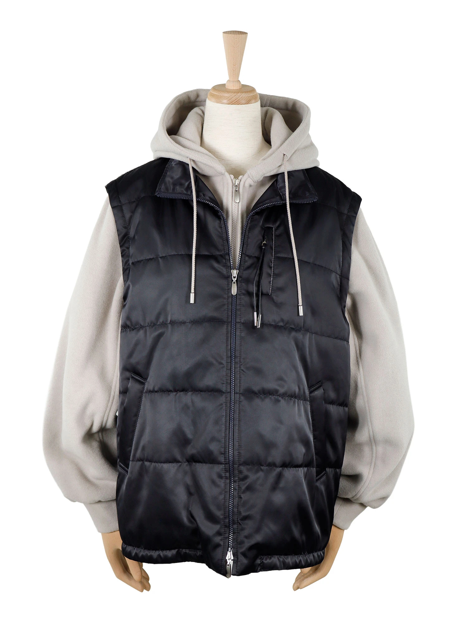 ブランベール blanc vert 即完売品　羊皮ダブルジップフードベスト　38 2025AW 新作】2WAYキルトベストパーカー / blancvert（ブランベール