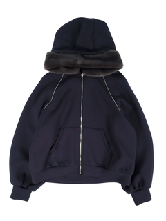 blancvert ファー付きダークグレーパーカー 2025AW 新作】フェイクファー付きパーカー / blancvert（ブランベール