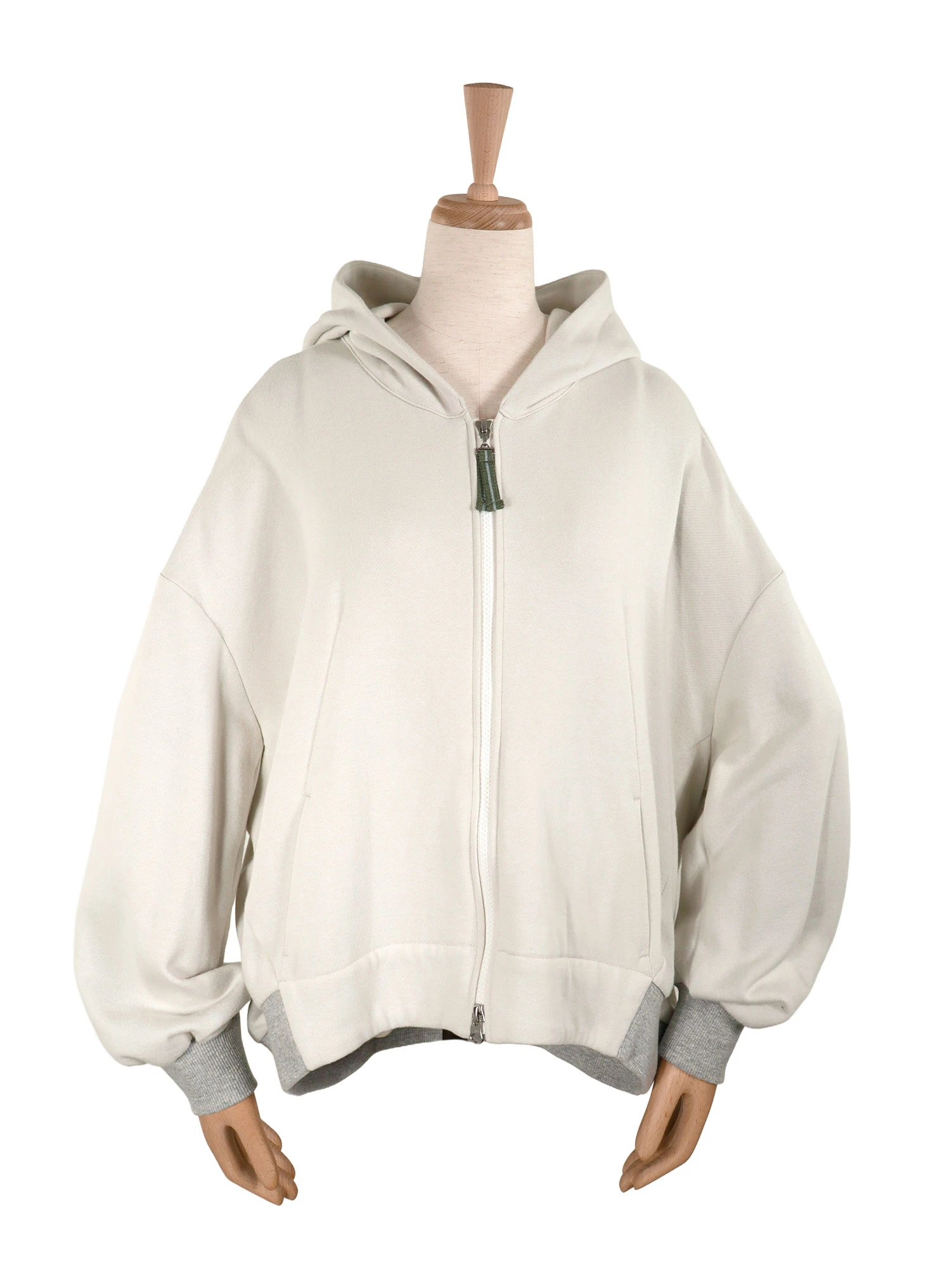 blancvert(ブランベール) ブルゾン ジップアップアイボリー×シルバー 2026SS 新作】裏毛パーカー / blancvert（ブランベール）｜woollen