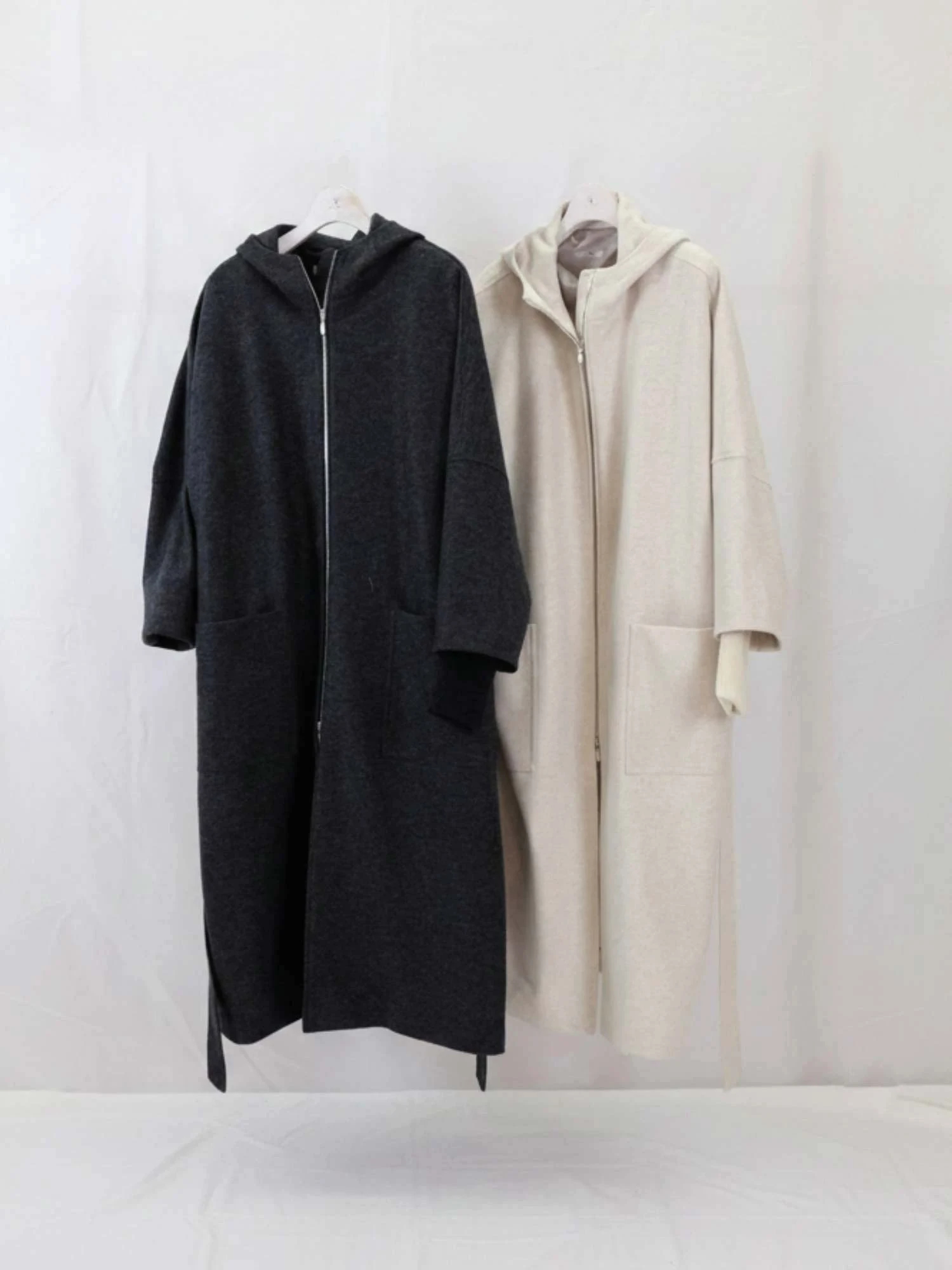 【極美品】ブランベール　blancvert カシミヤ混リバーコート　フード 極美品】ブランベール blancvert カシミヤ混リバーコート