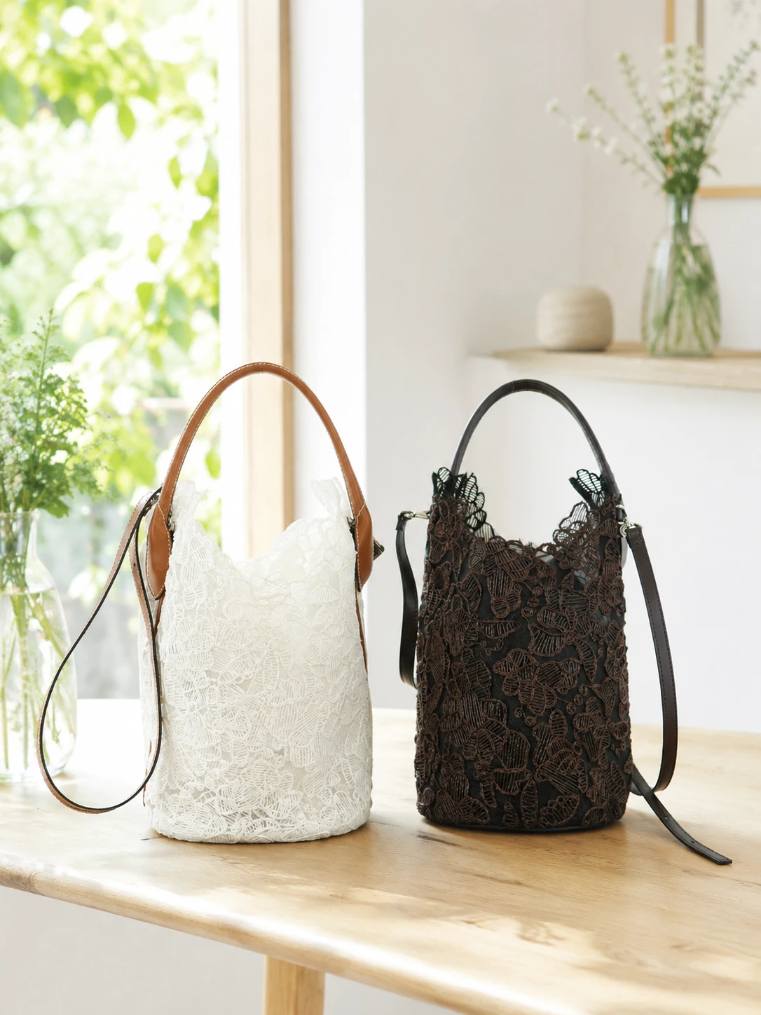 レース ワンハンドル バケツ型トート / ERMANNO SCERVINO（エルマンノ